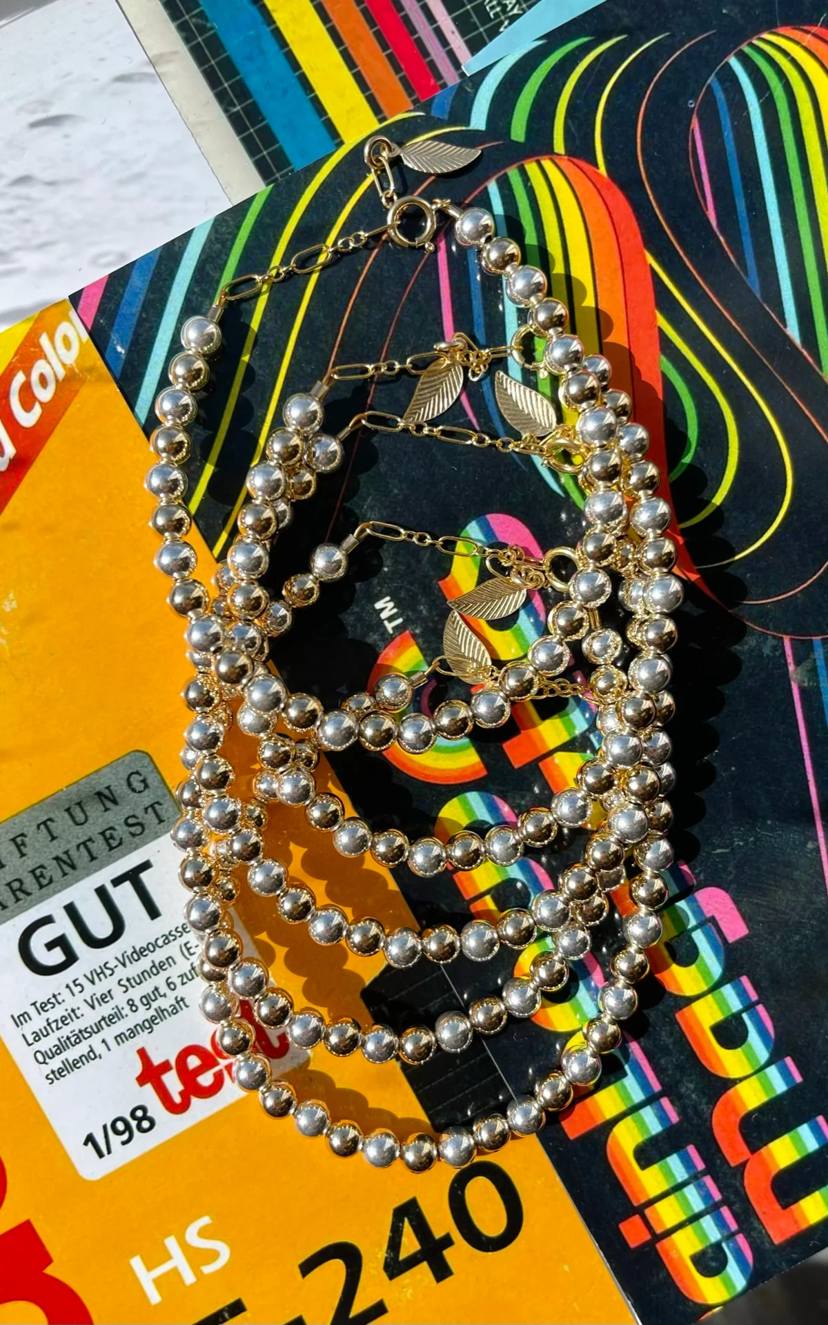 14k Gold Two-Tone Beaded Bracelets - Image 3