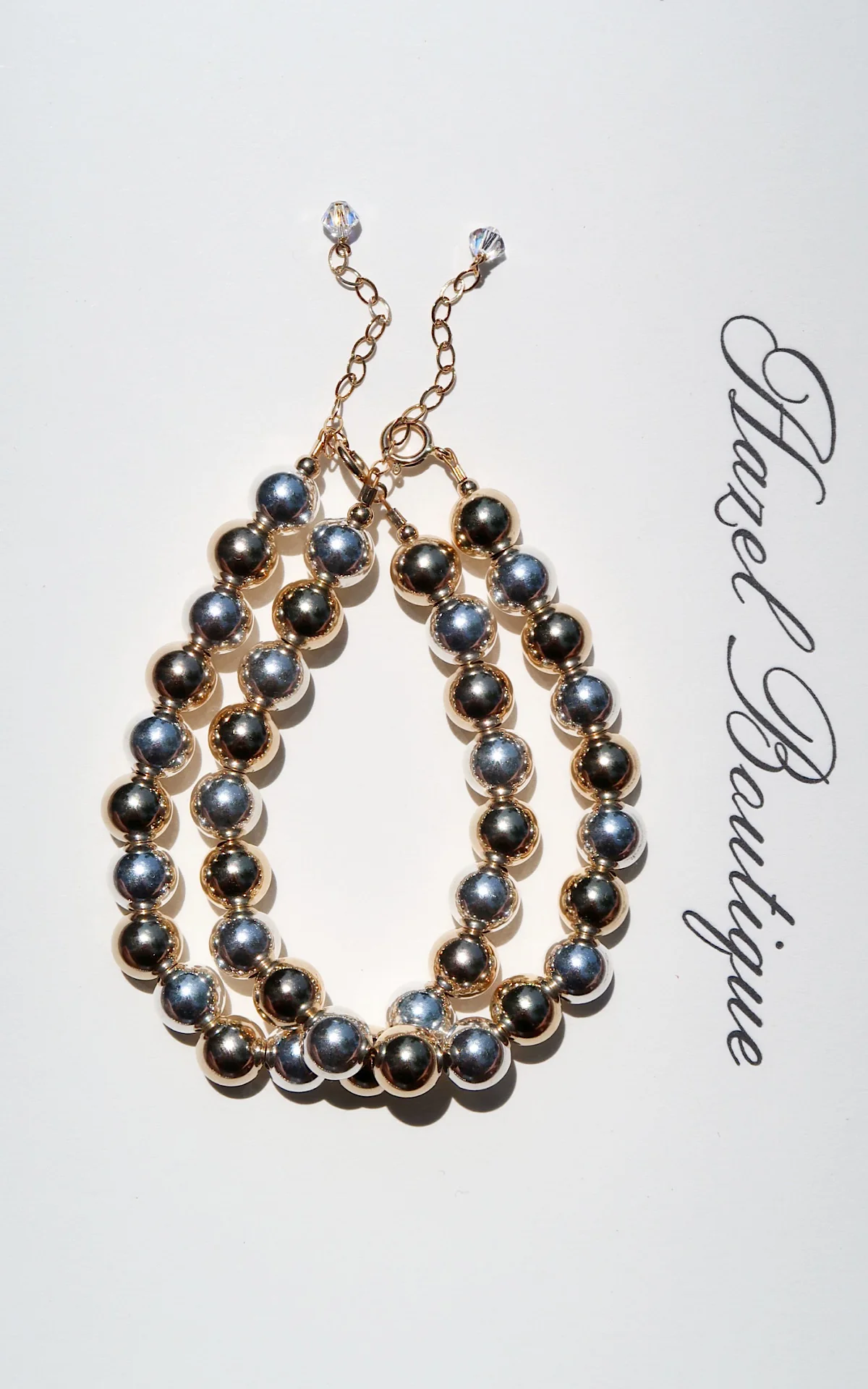 14k Gold Two-Tone Beaded Bracelets - Image 4