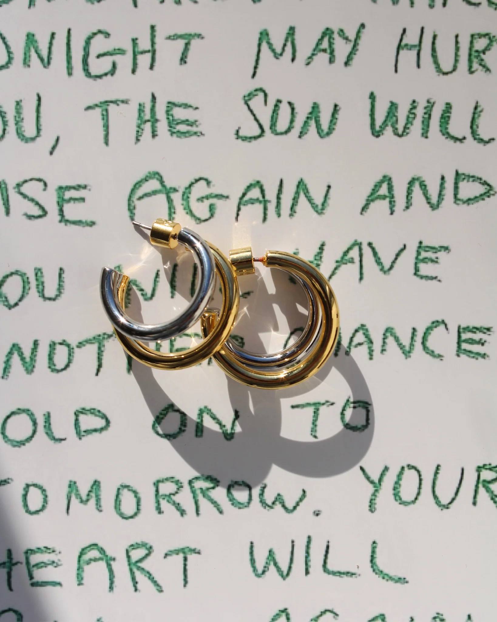 Two Tone Small Double Hoop Earring - Image 2